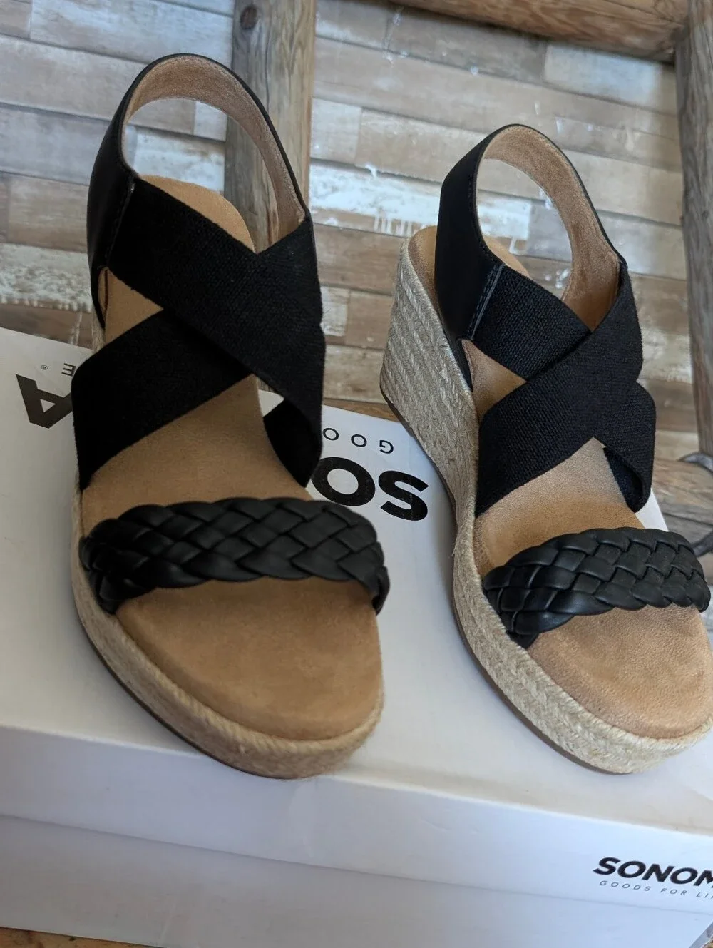 Sonoma Ortholite Eco Style Corra Espadrilles Black Wedges